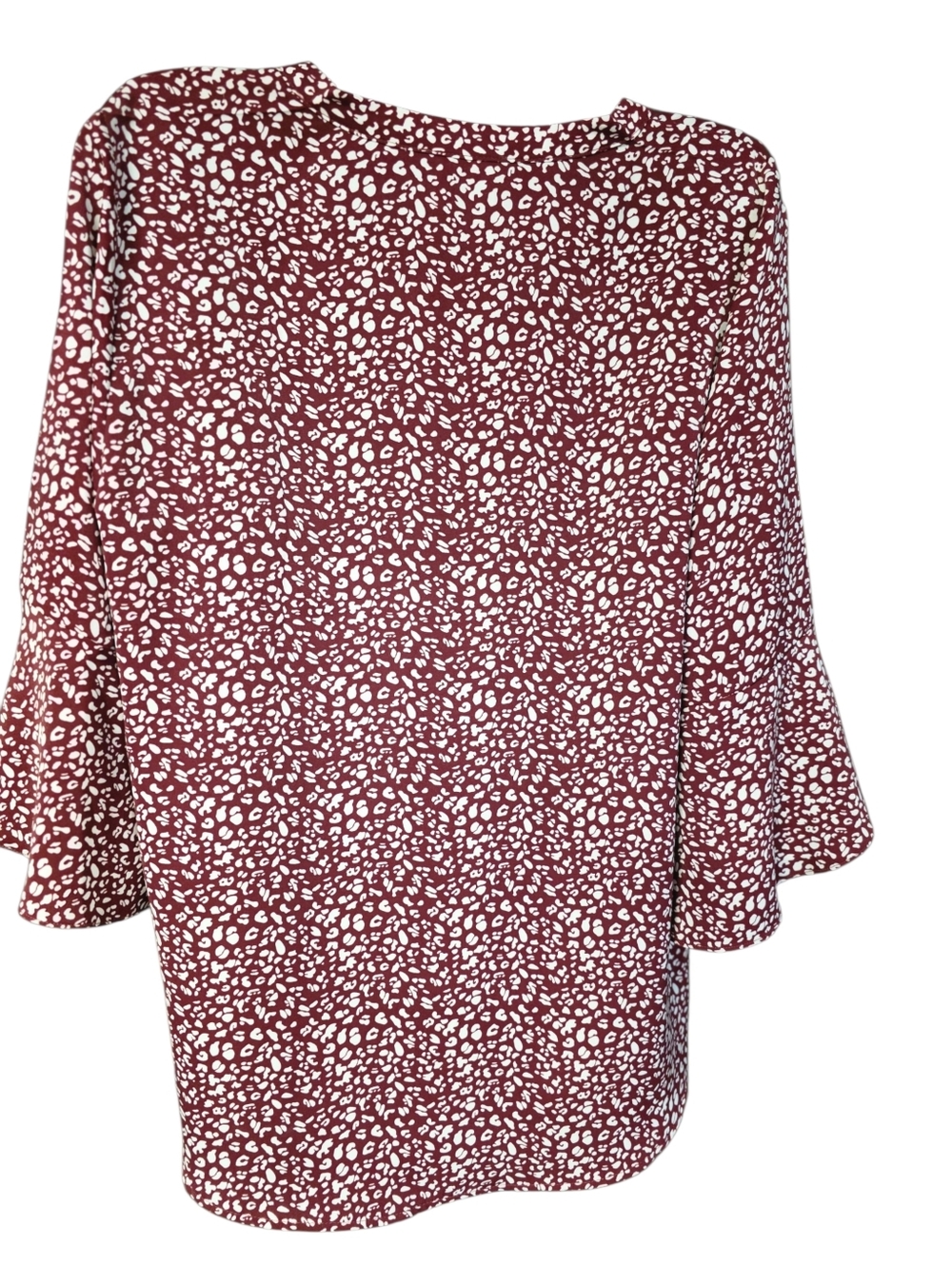 Maroon & White Top Split Bell Sleeves Large - Picture 3 of 8